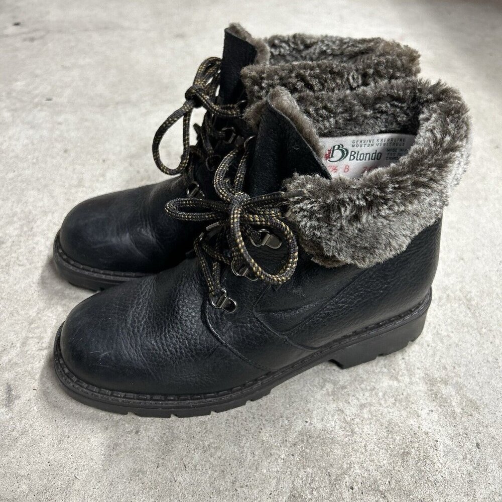 Blondo Genuine Shearling Mouton Leather Waterproof Boots Vintage Size 7.5 B